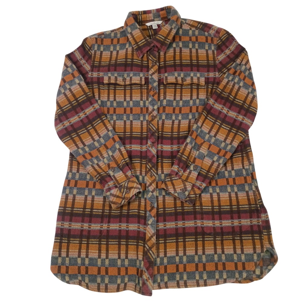 LL Bean Signature Archive Ladies Chamois Cloth Shirt Plaid Cotton Womens Large R